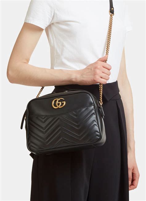 gucci gg marmont small matelassé shoulder bag black|gucci marmont camera bag small.